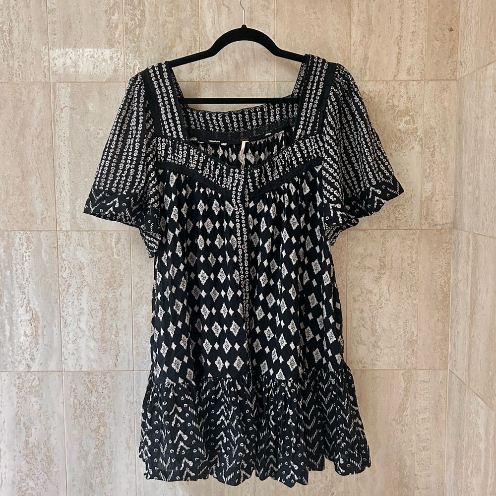 Free People Black and White Tunic Top